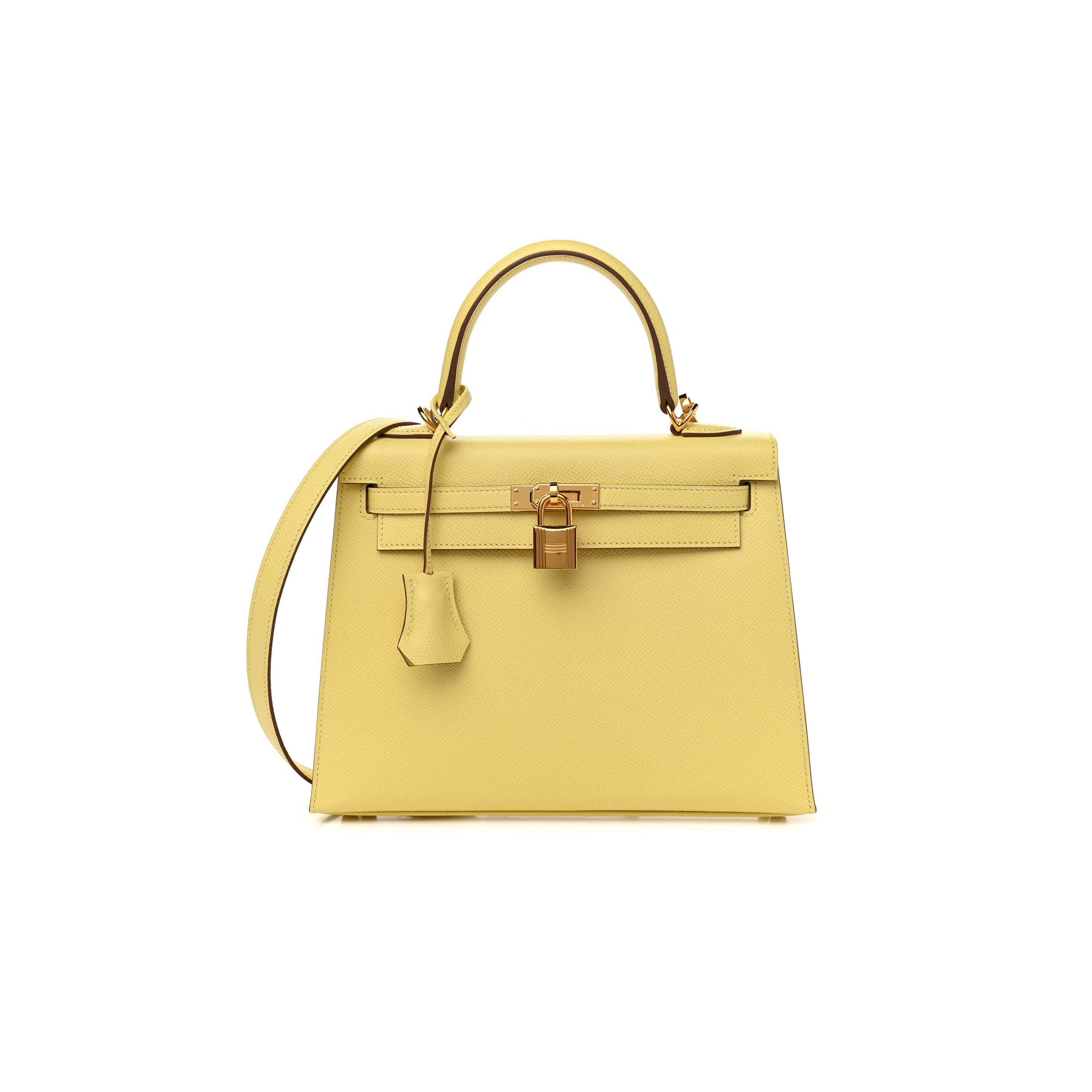H**mes master epsom kelly sellier 25 jaune poussin (25*17*7cm)
